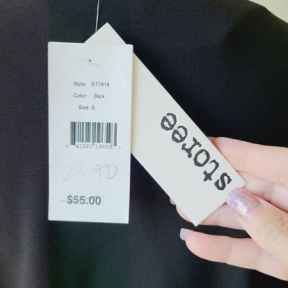 Witchy Whimsigoth Black Shirt Blouse Sz Small Bell Sleeves Fairygrunge NEW - Picture 6 of 12